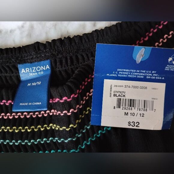 NWT Arizona Jean Company Black Wide Leg Cover Up Pants Size M 10/12 - Picture 3 of 7